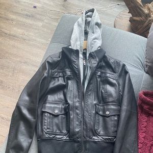Blank NYC faux leather jacket with hood
